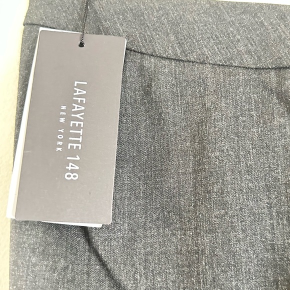 Lafayette 148 New York NWT Designer Stretch Straight Leg Wool Trouser Smoke Sz:8 - Picture 7 of 8